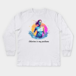 chlorine is my perfume, swimming v1 Kids Long Sleeve T-Shirt